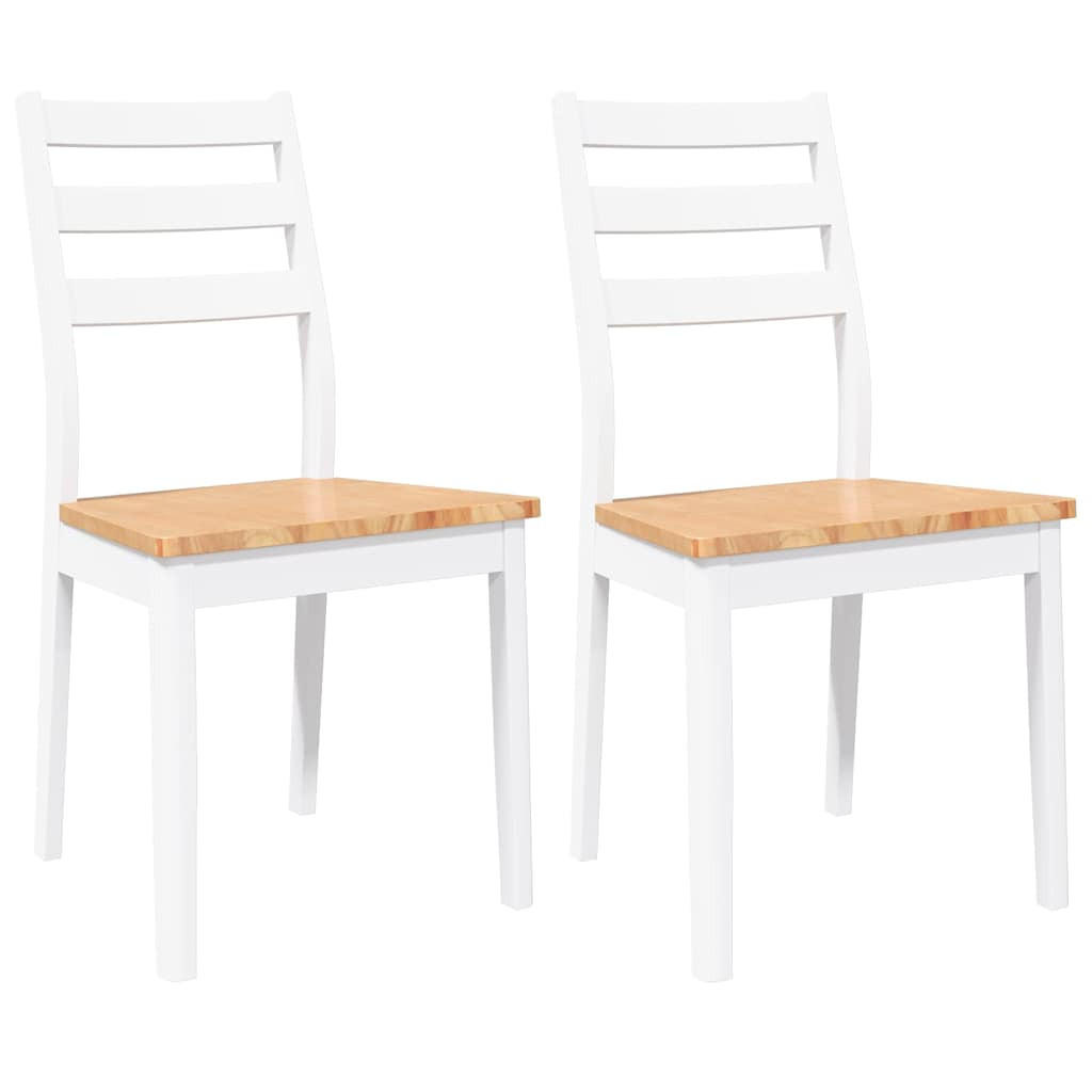 ESSZIMMERSTÜHLE 2 Stk. Weiß Massivholz Gummibaum 48.5*49*90cm - Weiß/Braun, Holz (48.5/90/49cm) - ZMH