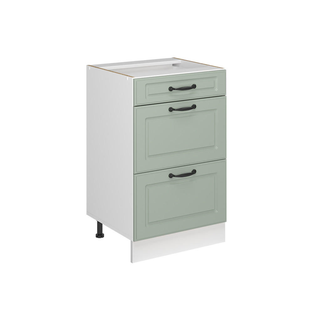 KÜCHENUNTERSCHRANK R-Line, Mint Landhaus/Weiß, 50 cm ohne Arbeitsplatte - Weiß/Grün, Holzwerkstoff (50/81.6/46cm) - Vicco