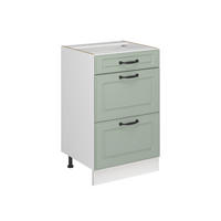 KÜCHENUNTERSCHRANK R-Line, Mint Landhaus/Weiß, 50 cm ohne Arbeitsplatte - Weiß/Grün, Holzwerkstoff (50/81.6/46cm) - Vicco
