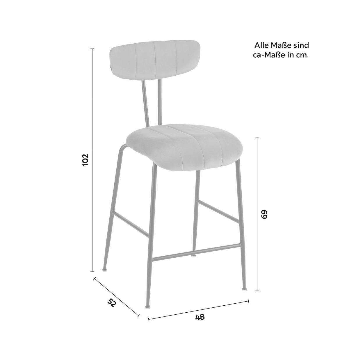 BARHOCKER Tylor Blau Samt Gepolstert - Blau, Holz (48/102/52cm) - Bessagi Home