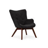 LOUNGESESSEL Lenari Schwarz Cordstoff mit Füßen in Braun - Schwarz/Braun, Holz/Textil (71/96/86cm) - S-Style Möbel