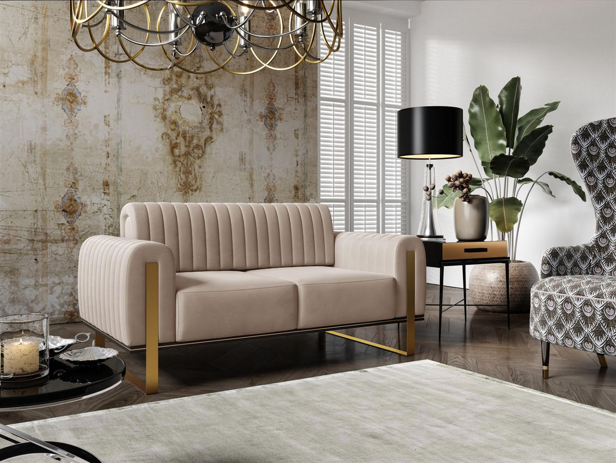 SOFASET Valerie 3-2-1 - Beige, Holzwerkstoff/Textil (228/79/90cm) - Fun Möbel