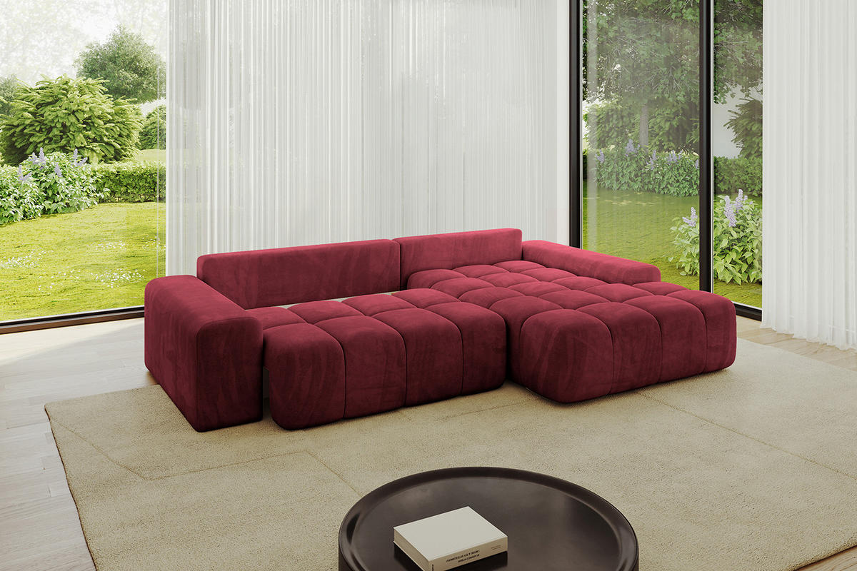 ECKSOFA Ottomane Rechts ENSI-L - 267x164x88 cm Bordeaux - Bordeaux, Holzwerkstoff/Kunststoff (164/267cm) - ALTDECOR