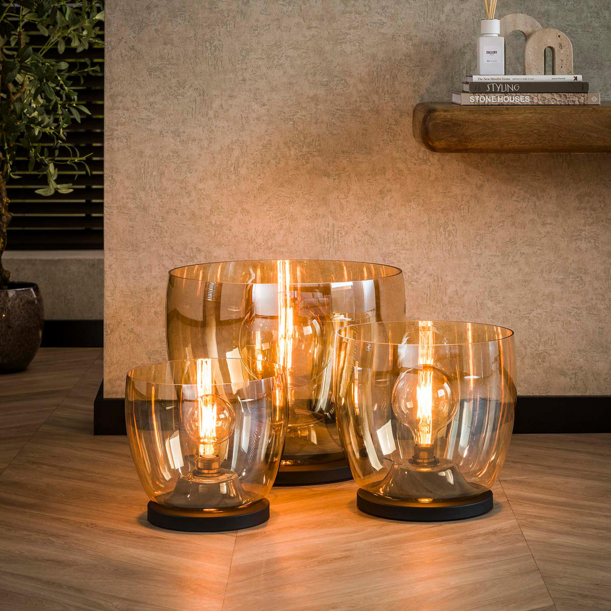 STEHLEUCHTE Up Gelb 48/48/41 cm - Gelb, Glas (48/48/41cm) - Hoyz Collection