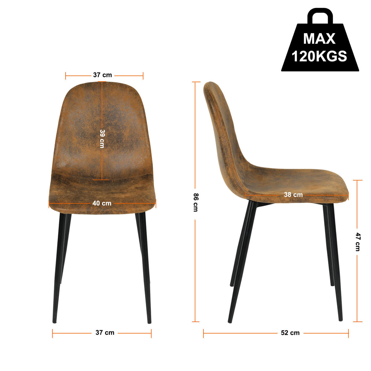 ESSTISCH SET dunkles Holz und Braun - Braun, Holzwerkstoff/Metall (120/75/80cm) - Urban Meuble