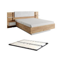 BETTRAHMEN - 2 Personen - samt - naturfarben hell, weiß Elynia - Weiß, Holz/Textil (160/200cm) - Vente-Unique