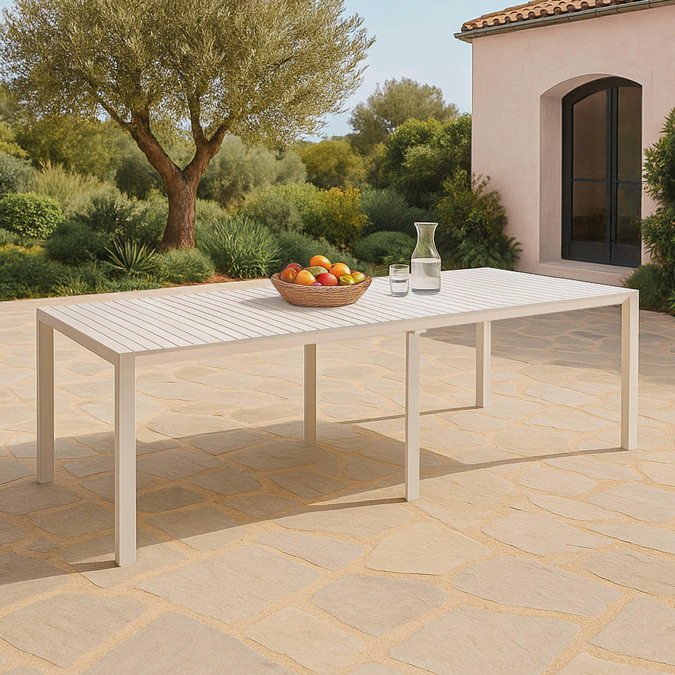 GARTENTISCH ausziehbar 52/260 cm, Weiß - Weiß, Metall (52/100/74cm) - Oviala