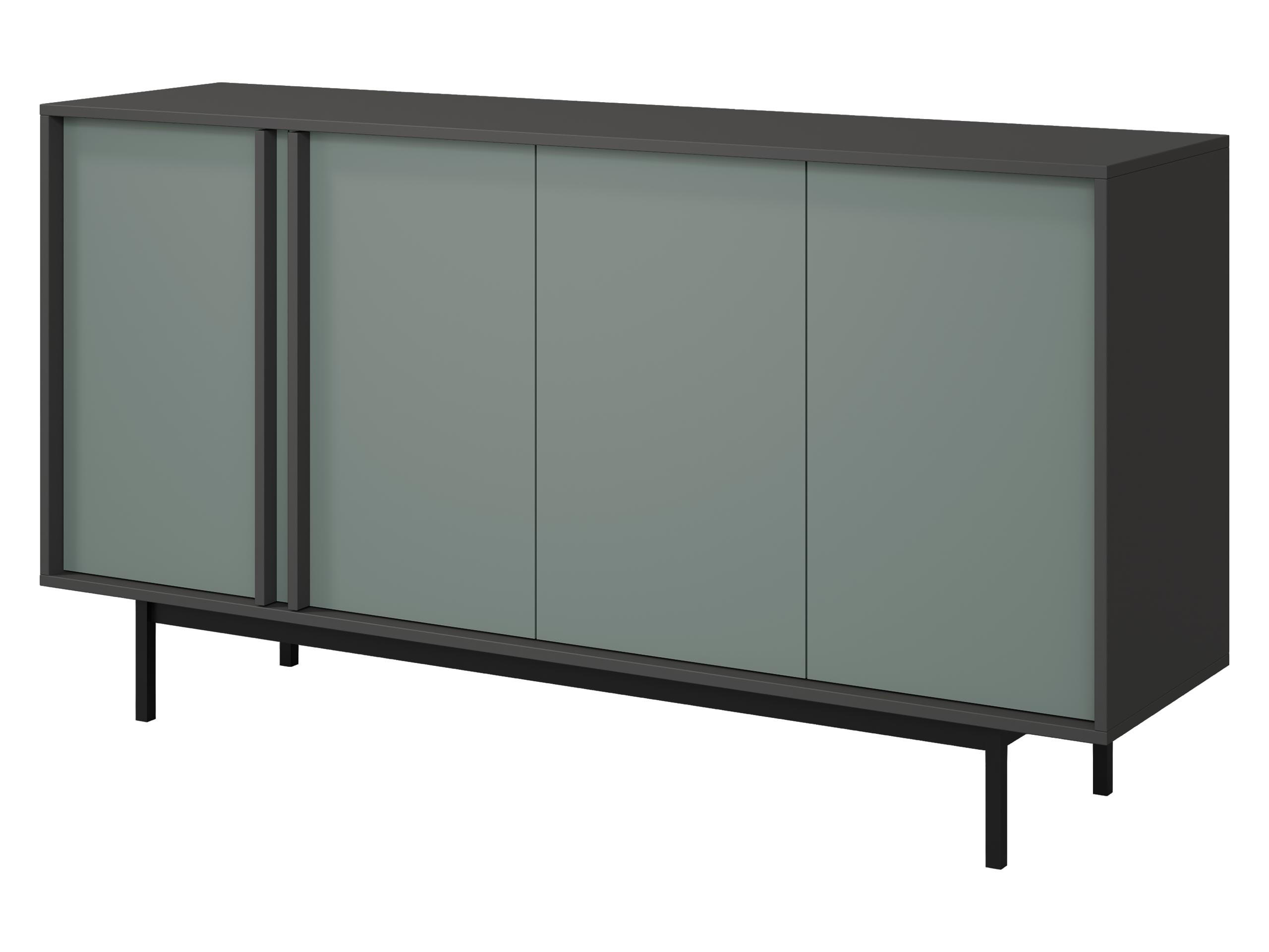 KOMMODE Alsy 4D AL06 - Anthrazit/Grün, Holzwerkstoff/Kunststoff (163/87/43cm) - MIRJAN24