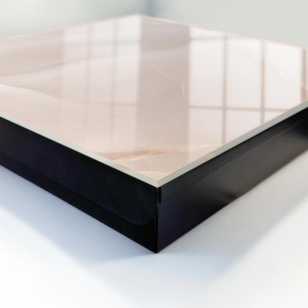SCHLÜSSELBOX Schwarz 30x30 cm- Türöffnung nach rechts - Elegante Textur - Beige, Metall (30/30/5cm) - TULUP