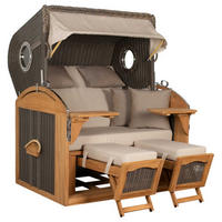 STRANDKORB XL Schillig Bullauge - Taupe/Braun, Metall (142/170/95cm) - Mr. Deko