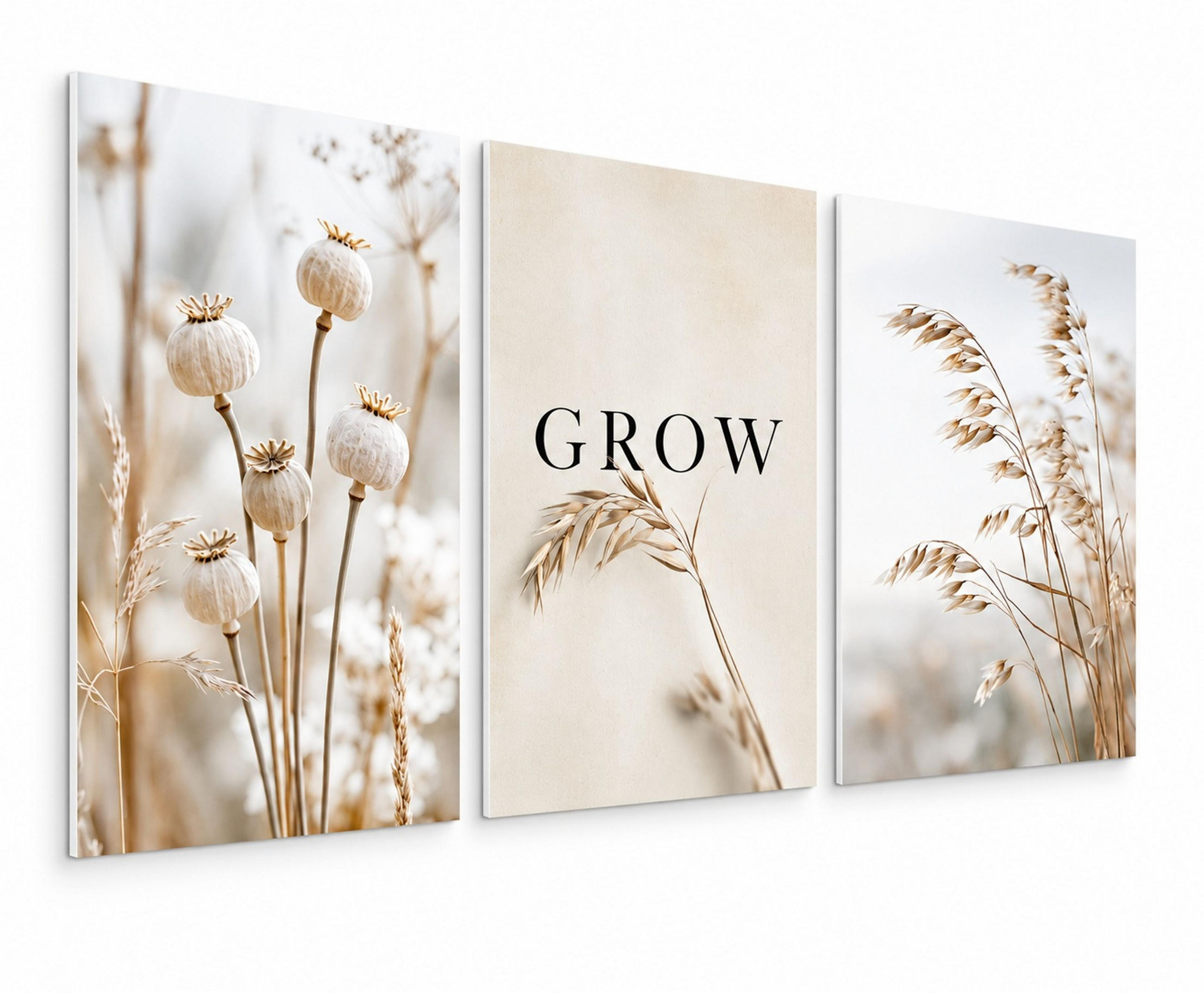 BILDERSET 3er-Set 40x60 cm Gräser beige weiß - Beige, Kunststoff (40/60cm) - artissimo