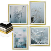 WANDBILDER 4er Set - 50x50 cm & 40x60 cm Goldrahmen - Löwenzahn-Wassertropfen - Goldfarben, Kunststoff (50/50cm) - ArtPrintCave