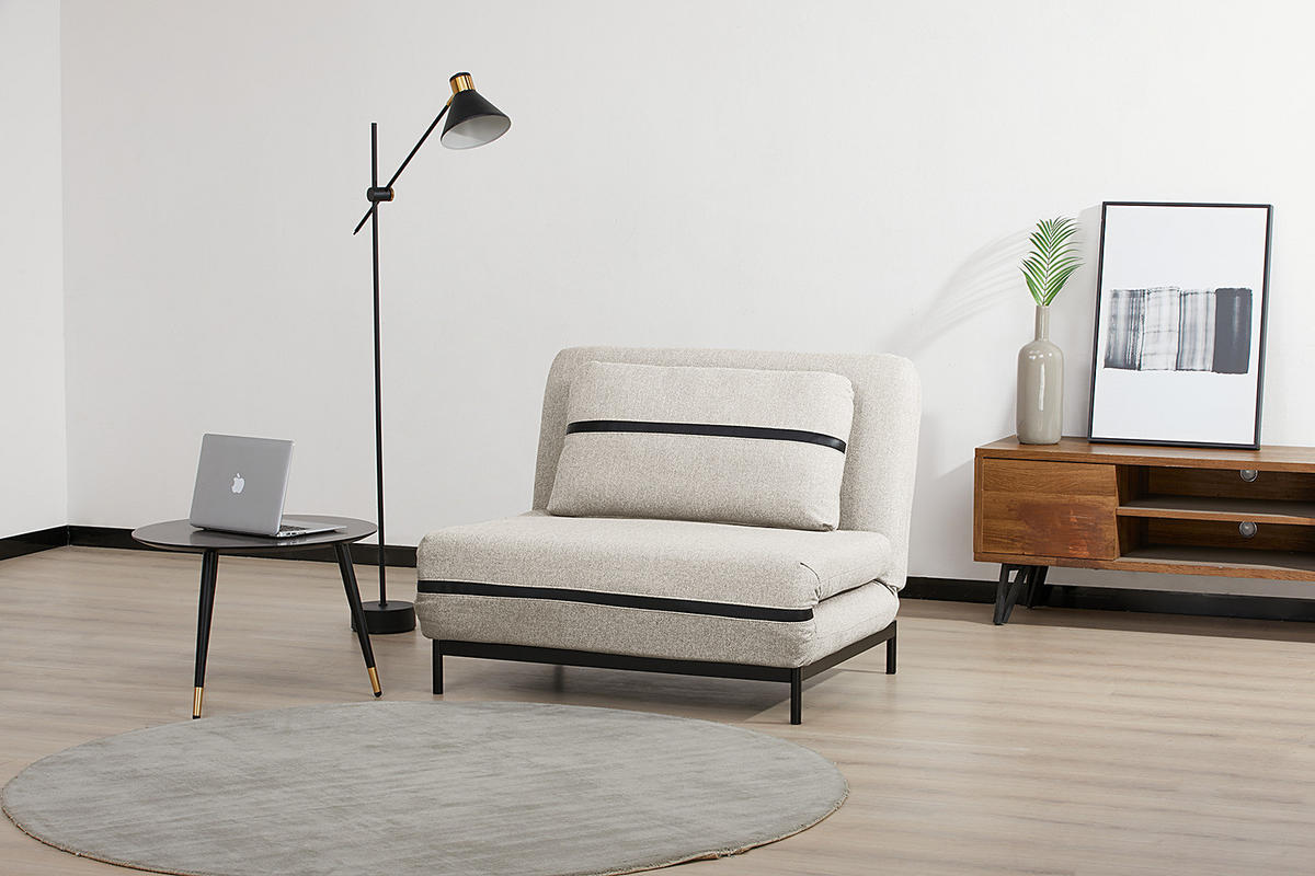 SCHLAFSESSEL - Hellgrau/Schwarz, Holz/Textil (105/82/88cm) - home24