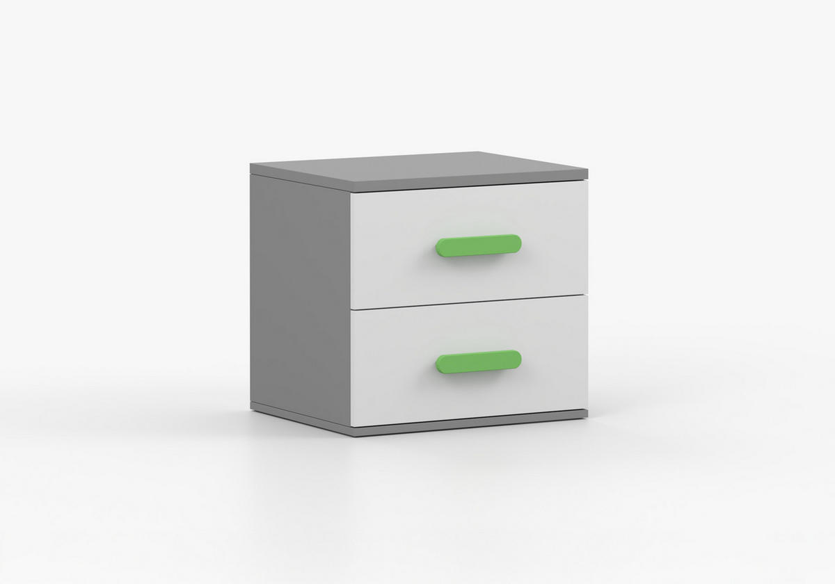 JUGENDZIMMER Elora in Grau und Weiß – 6-teiliges Set – Grifffarbe Limette - Grau, Holzwerkstoff (80/200/120cm)