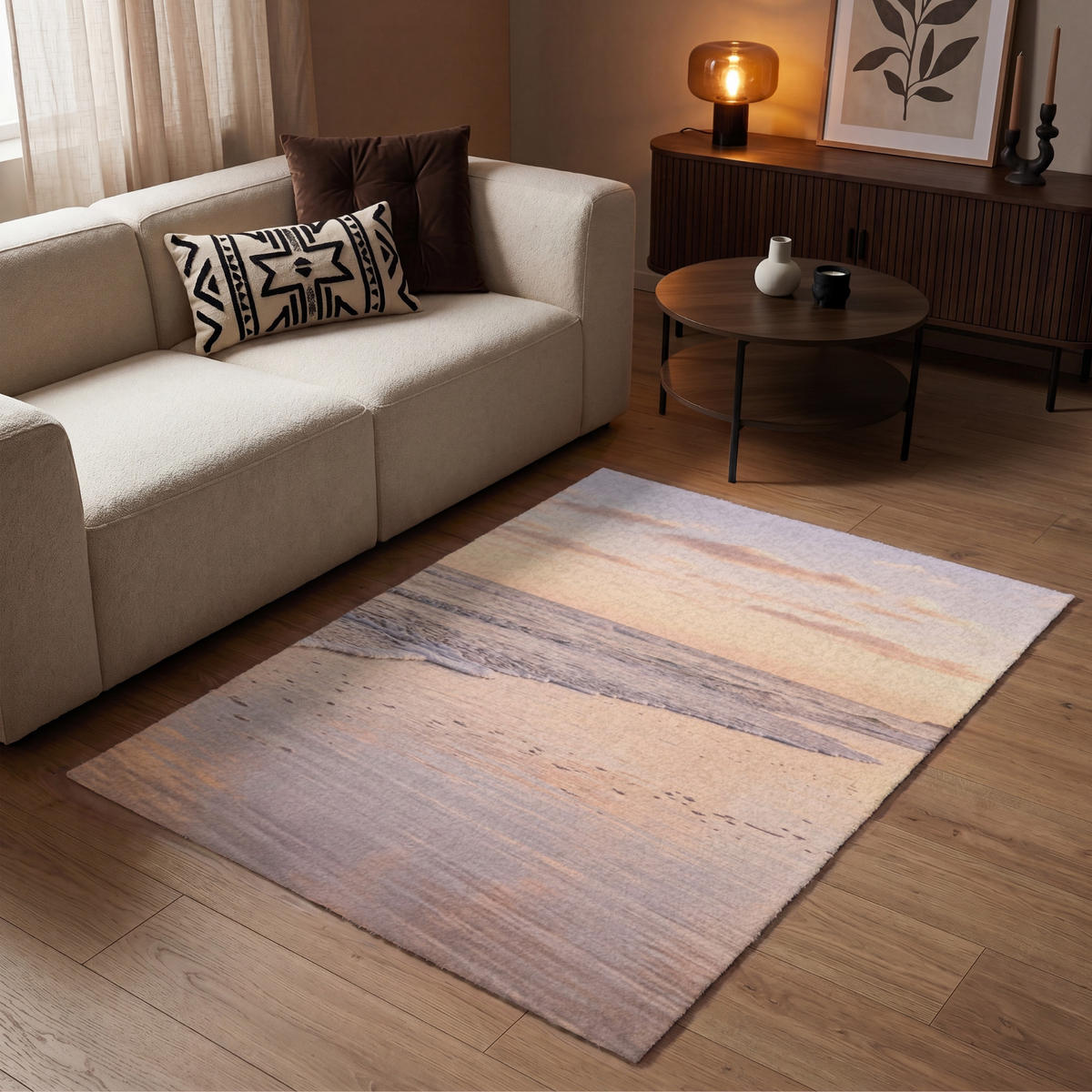 KOBERCE - Pláž - Príboj - Oblaky - 120x180 cm - svetloružová, textil/plast (120/0.4cm) - OnlyWow