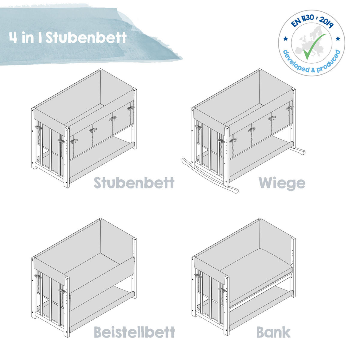 BEISTELLBETT Liebhabär 4in1 Set 90 x 45 cm - Naturfarben, Holzwerkstoff (45/90cm) - Roba
