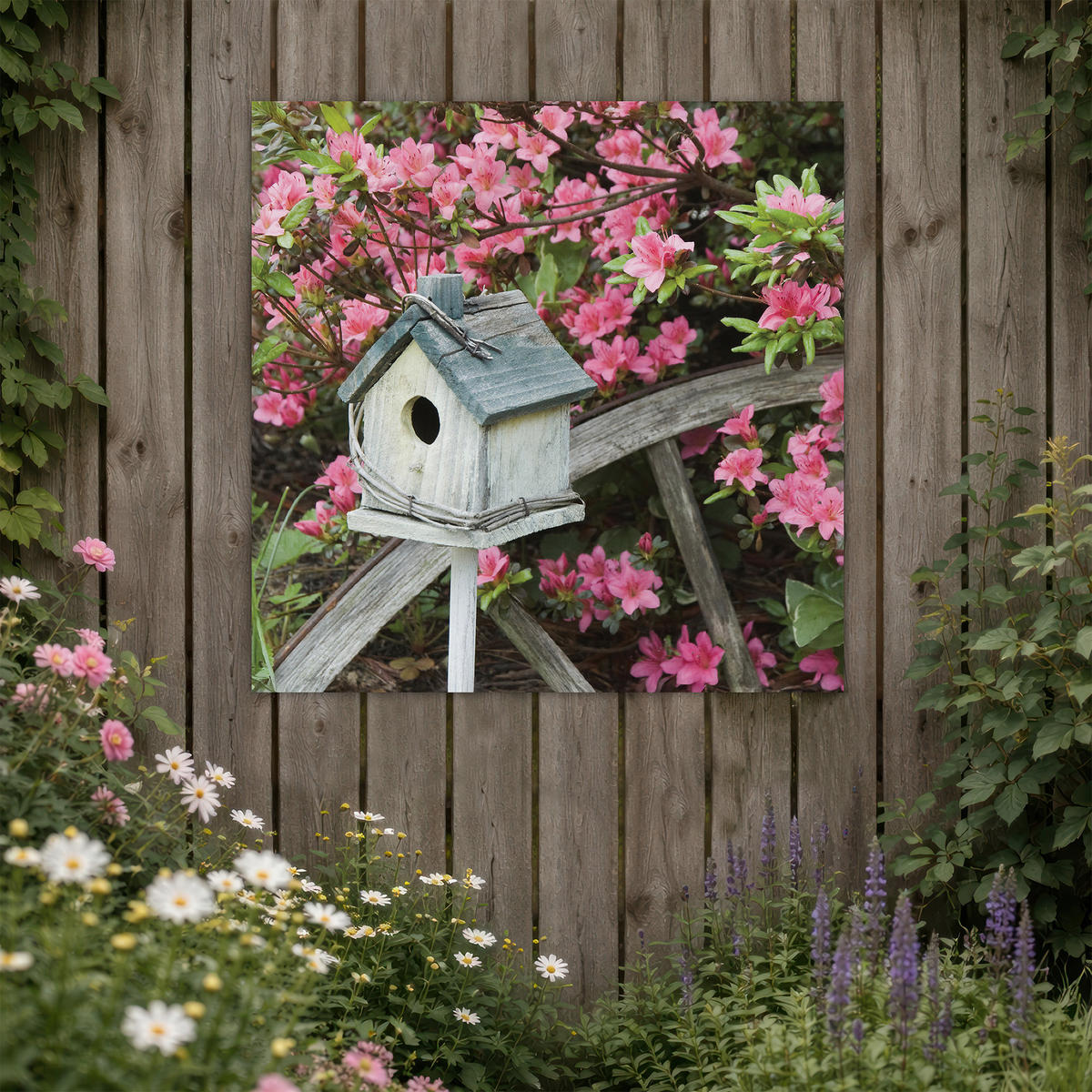 LEINWANDBILD Vogelhäuschen 50x50cm - Pink/Weiß, Textil (50/1cm) - Art for the Home