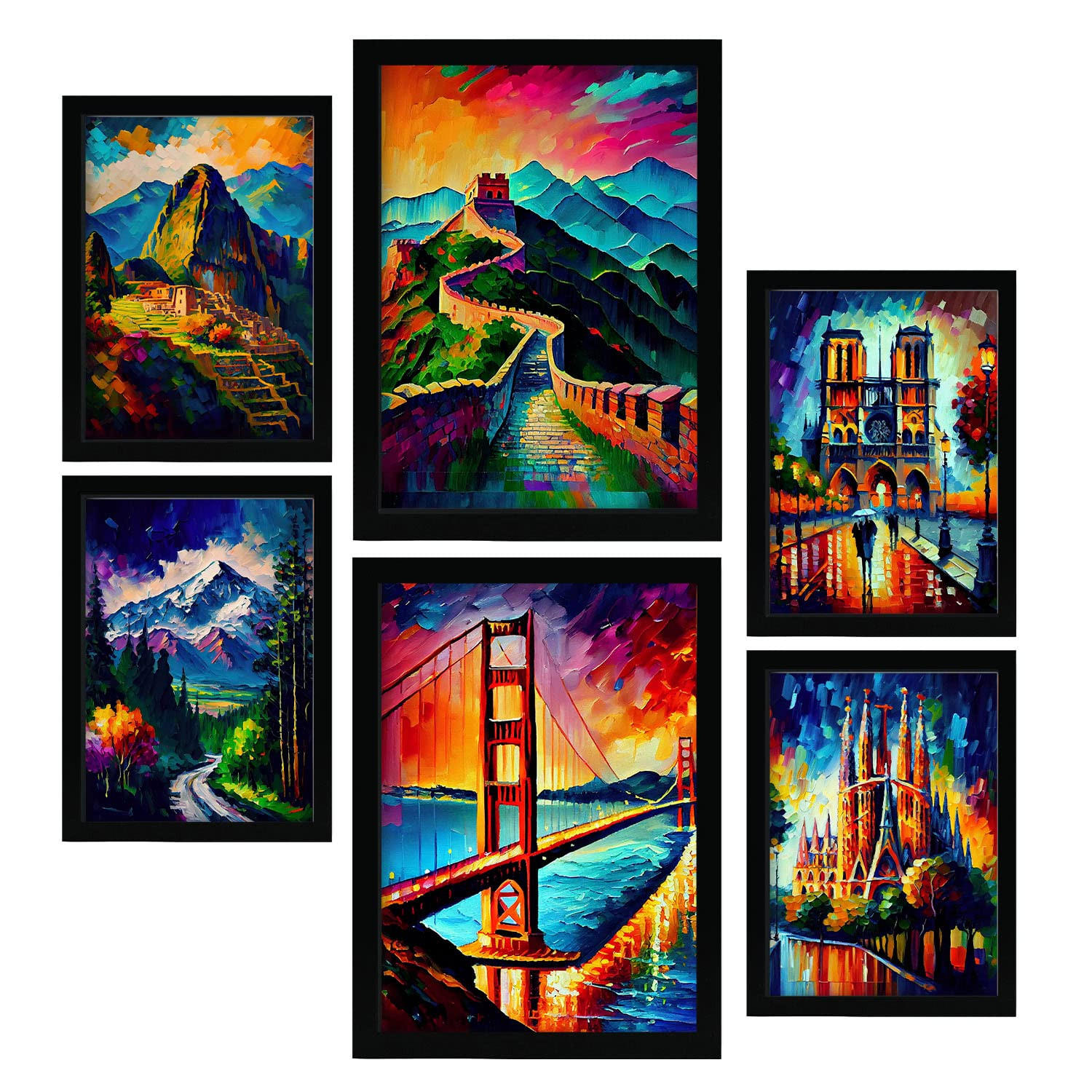 POSTER Set Mit 6 Weg Im Ölgemälde Stil A3 & A4 Rahmenlos - Klar, Papier (29/3cm) - Nacnic