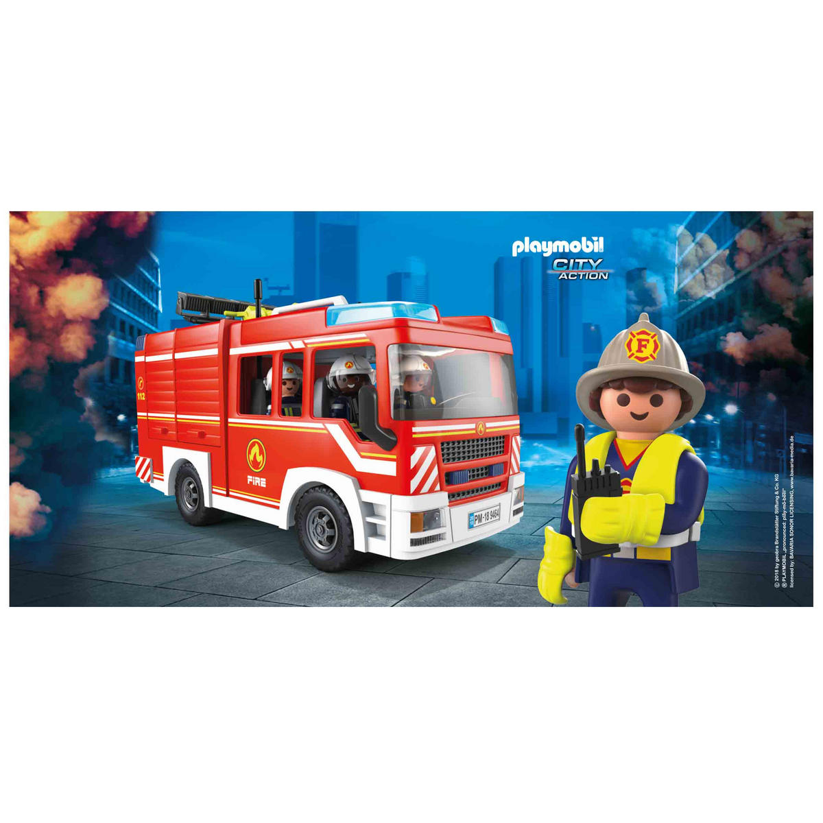 TRINKFLASCHE Playmobil City Action Feuerwehr Blau 400 ml - Multicolor, Metall (0.4L) - Playmobil