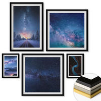 WANDBILDER 5er-Set - 50x50 cm & 20x30 cm & 40x60 cm Schwarzer Rahmen - Herbstliche Naturlandschaften - Schwarz, Kunststoff (40/60cm) - ArtPrintCave