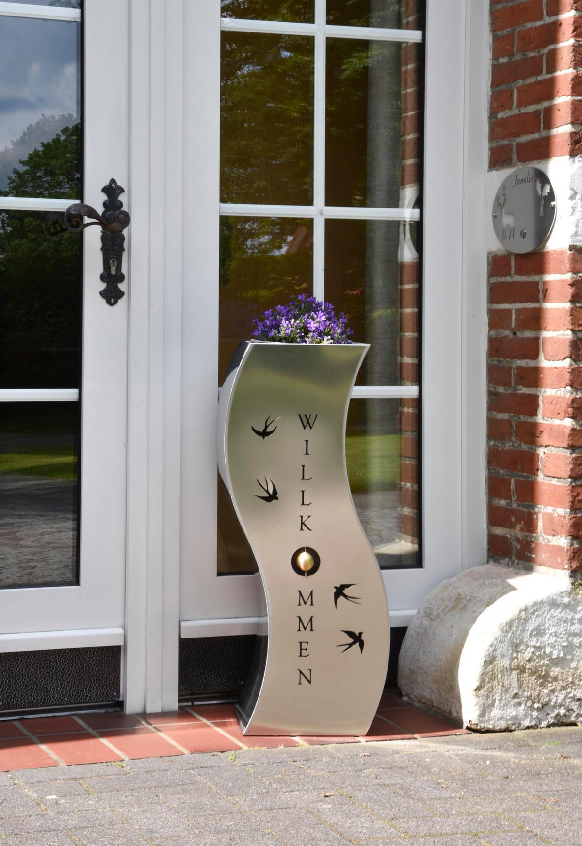 PFLANZSÄULE Oliver Geschwungen Silber Edelstahl Pflanzkübel - Silberfarben, Metall (80cm) - DELUKE