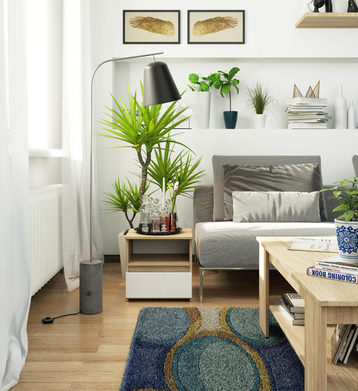 NACHTSCHRANK CL1, Sonoma-Weiß, 40x35x40 cm - Weiß/Sonoma Eiche, Holz (40/40/35cm) - Milordbikes