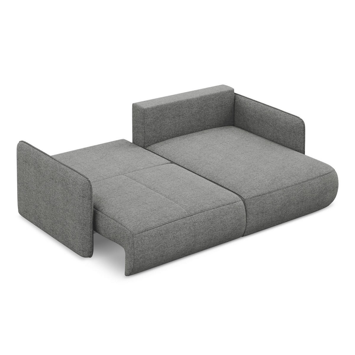 ECKSOFA mit Schlaffunktion Chenille Stoff Grau - Schieferfarben/Schwarz, Kunststoff/Textil (207/148cm) - Makamii