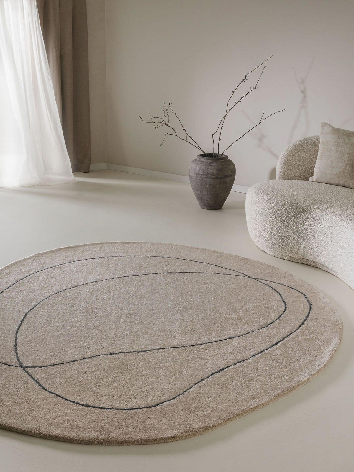TEPPICH Wollteppich Shape Beige - Beige, Textil (200/1cm) - KUNSTLOFT