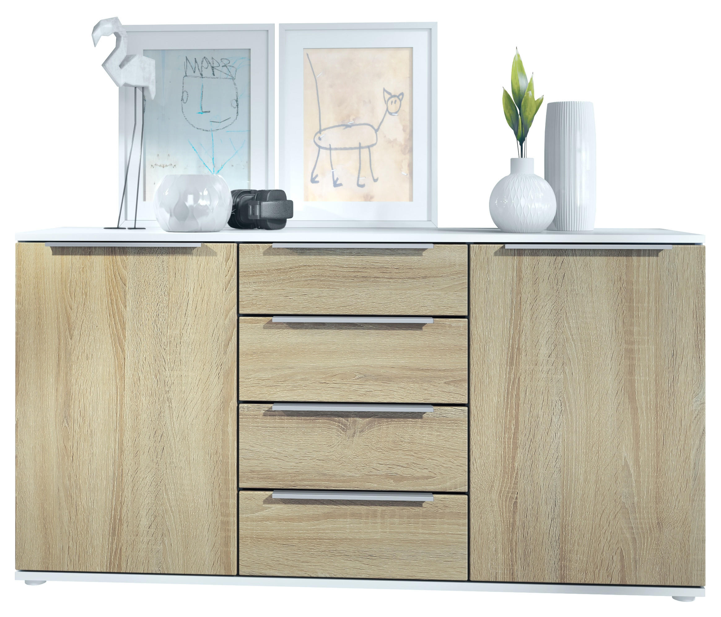 SIDEBOARD Porto Eiche sägerau - Eiche San Remo, Holzwerkstoff (139/72.5/35cm) - Vladon