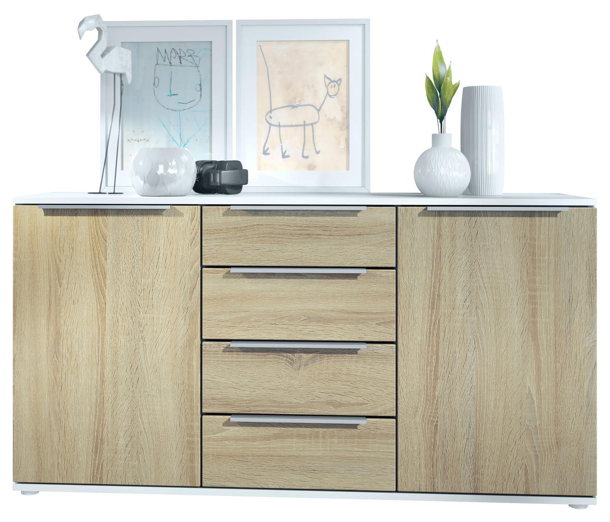 SIDEBOARD Porto Eiche sägerau - Eiche San Remo, Holzwerkstoff (139/72.5/35cm) - Vladon