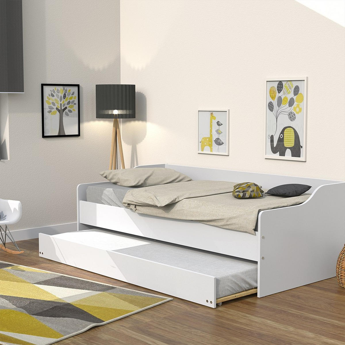 AUSZIEHBETT SWEET mit Bettschublade / Bett 90x190 - Weiß - Weiß, Holzwerkstoff (90/190cm) - Weber Industries