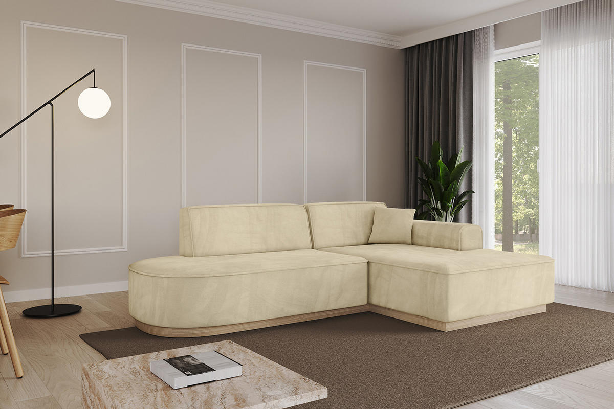 ECKSOFA Ottomane Rechts IREA-L1 - 232x165x80 cm Beige - Taupe, Holzwerkstoff/Textil (232/165cm) - ALTDECOR