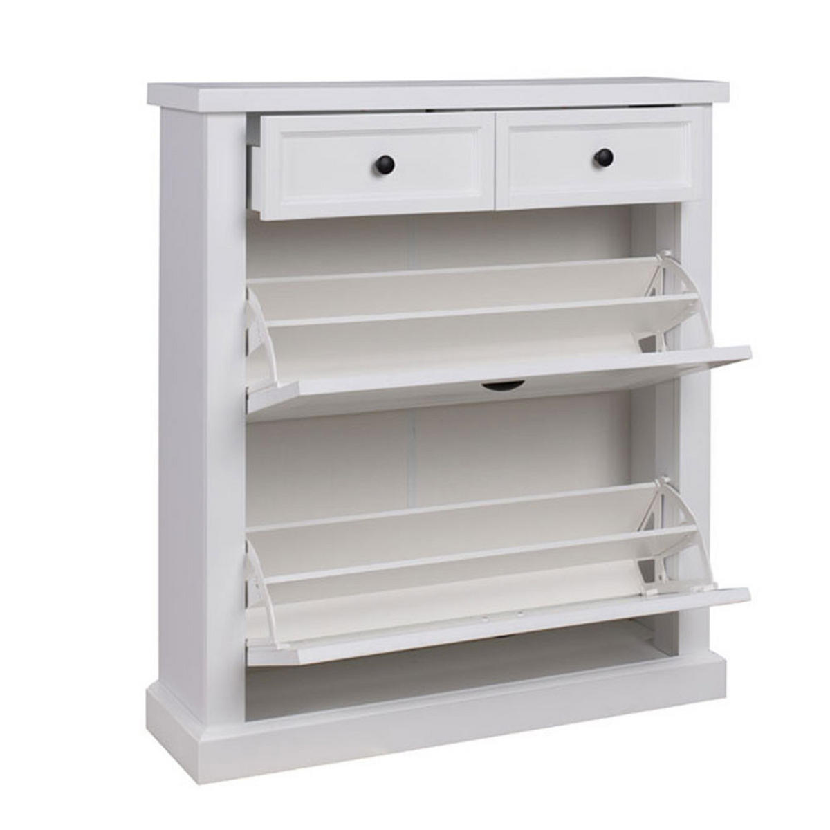 SCHUHSCHRANK Galineo weiß 97,5 / 27,5 / 110cm - Schwarz/Weiß, Holz/Holzwerkstoff (97.5/110/27.5cm) - Feldmann-Wohnen