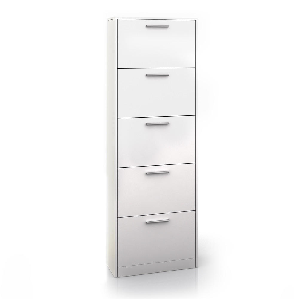 SCHUHKIPPER Gizmo Weiß 59 x 169.5 cm - Weiß, Holzwerkstoff (59/169.5/22cm) - Vicco
