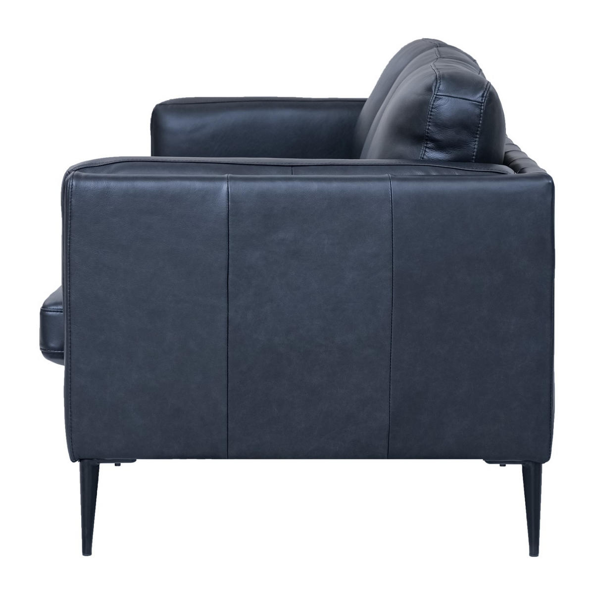 DREISITZER-SOFA Echtleder Schwarz - Schwarz, Leder/Metall (220/83/88cm) - Furnhouse