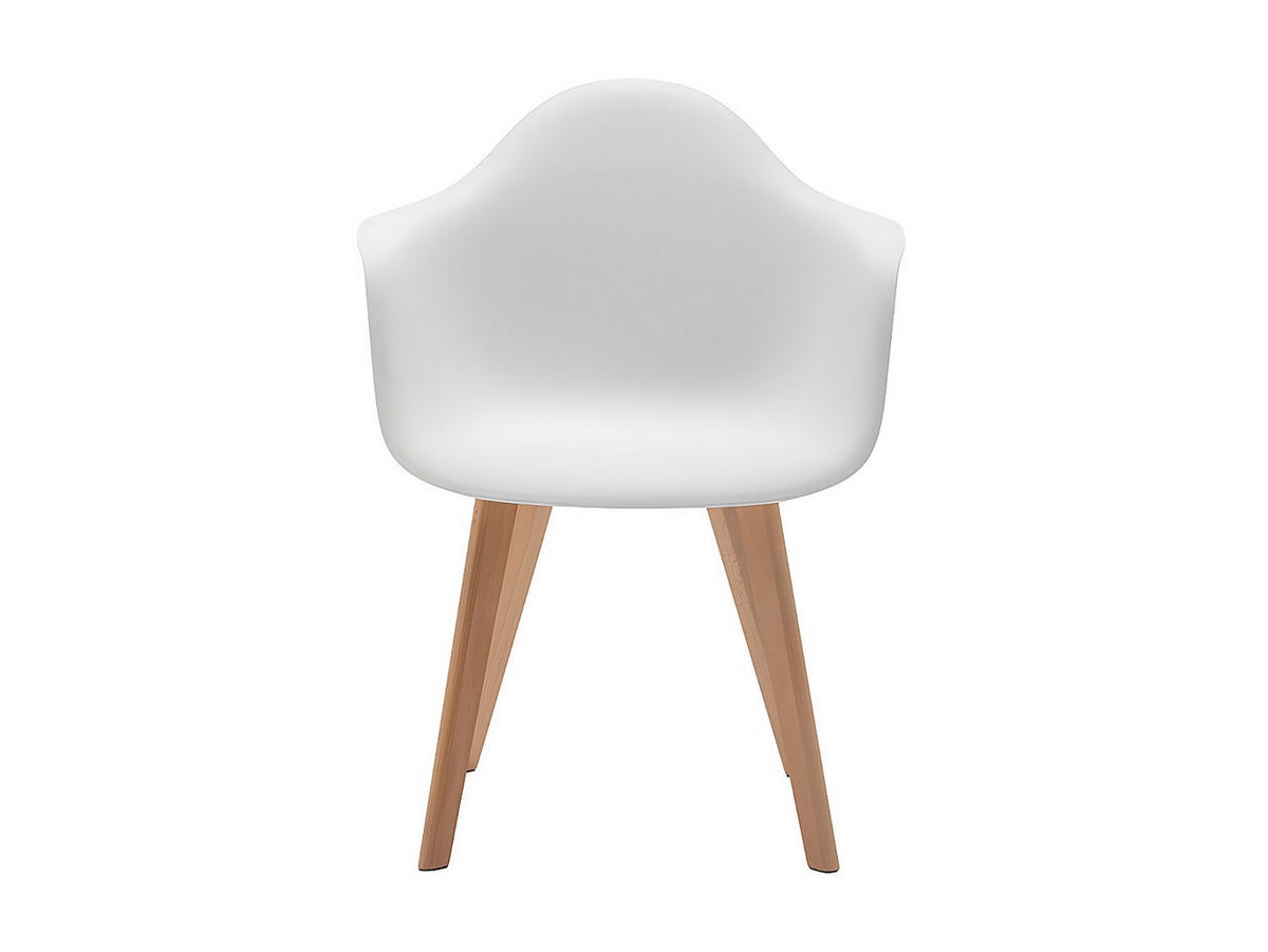 STUHL mit Armlehnen 2er-Set - Polypropylen & Buche - Weiß - VIXI - Weiß, Kunststoff (57/84/63.5cm) - Vente-Unique