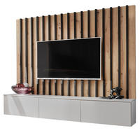 WOHNWAND grau, Artisan Eiche 180 cm, Schrankwand mit Push-top-Open - Eiche Artisan/Grau, Holzwerkstoff (180/148/35cm) - Furn.Design