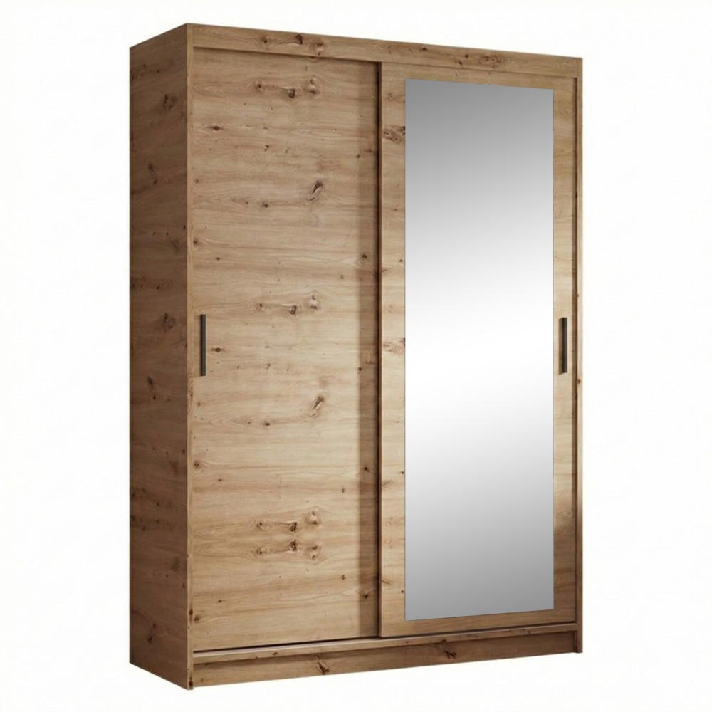 SCHWEBETÜRENSCHRANK Hela 120/205/60 2-türig eiche Artisan mit Spiegel - Eiche Artisan, Holzwerkstoff (120/205/60cm) - Beautysofa