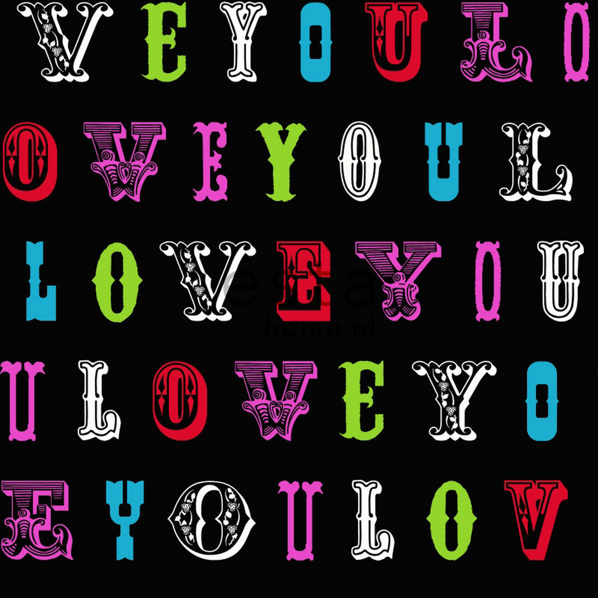 TAPETE love you - Sprüche 53 cm x 10.05 m - Grün, Papier (53/1000cm) - ESTAhome