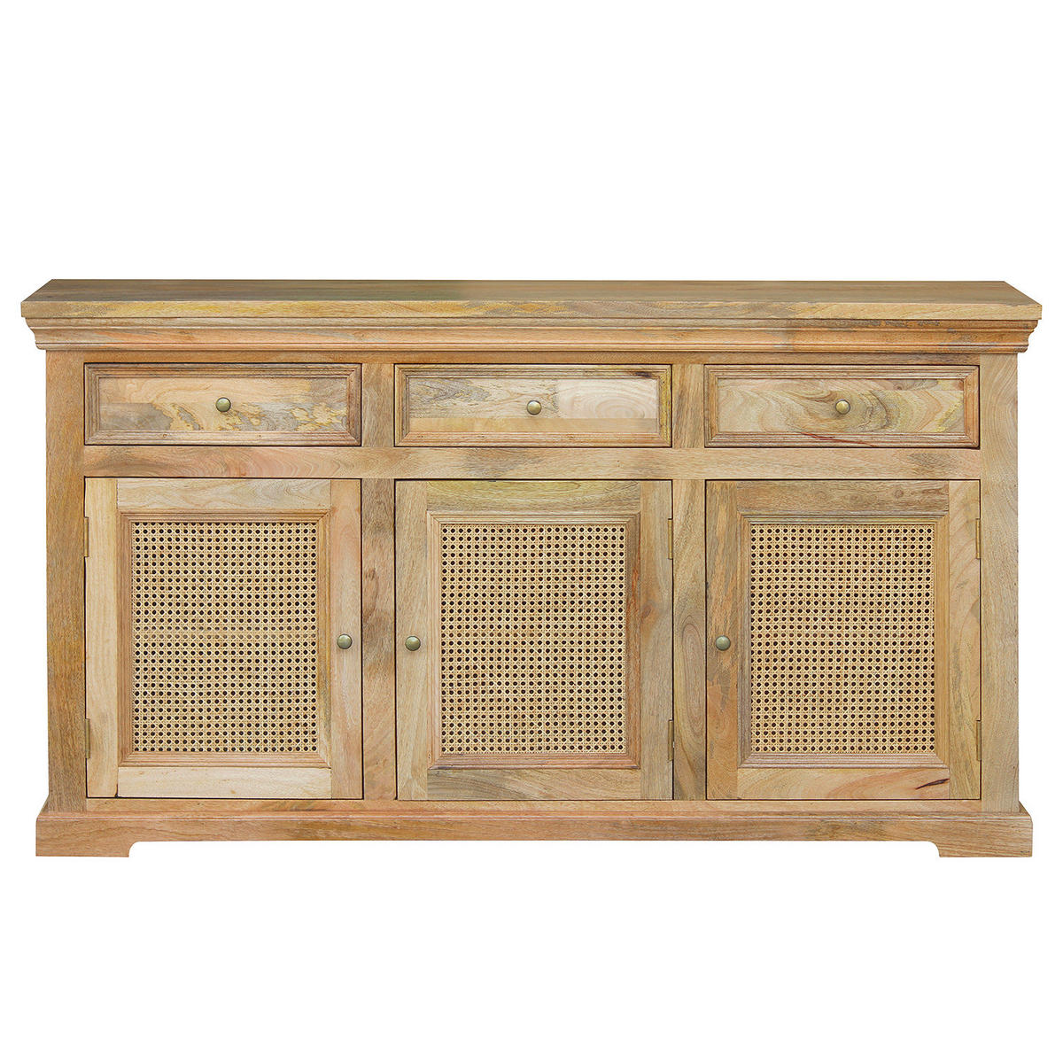 MASSIVES SIDEBOARD mit 3 Schubladen - Mango / Beige - Beige/Goldfarben, Holz/Naturmaterialen (160/90/40cm) - home24