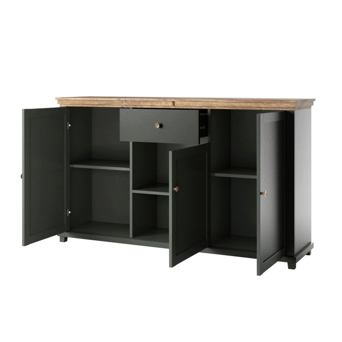 SIDEBOARD Martin Grün und Holz - Grün, Holzwerkstoff (160/93/42cm) - Petits-meubles