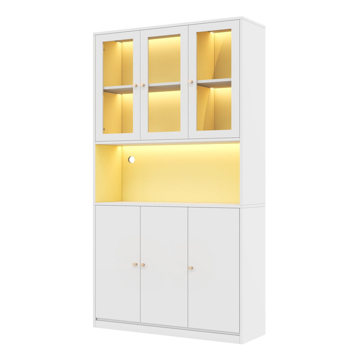 VITRINE 100/35/200 cm aus MDF mit Glasvitrine und LED-Beleuchtung Weiß - Weiß, Holzwerkstoff (100/200/35cm) - Modenvie