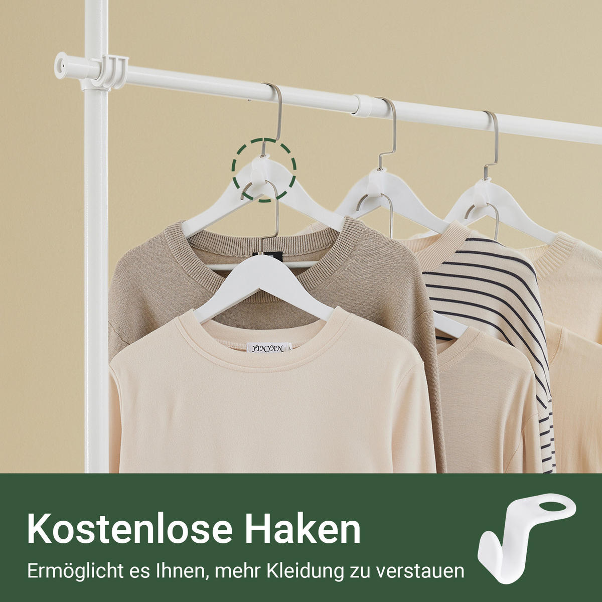 TELESKOP KLEIDERSTÄNDER Weiß - Weiß, Kunststoff (226/285/3cm) - SoBuy