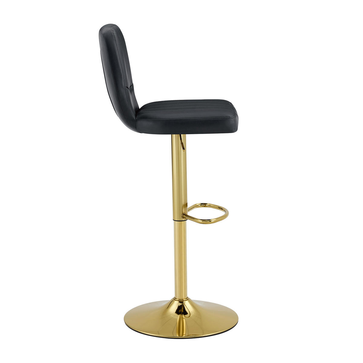 BARHOCKER 2er-Set Schwarz & Gold Höhenverstellbar 360° Drehbar mit Rückenlehne und Fußstütze - Goldfarben, Metall (52/93/45cm) - PANGIVO