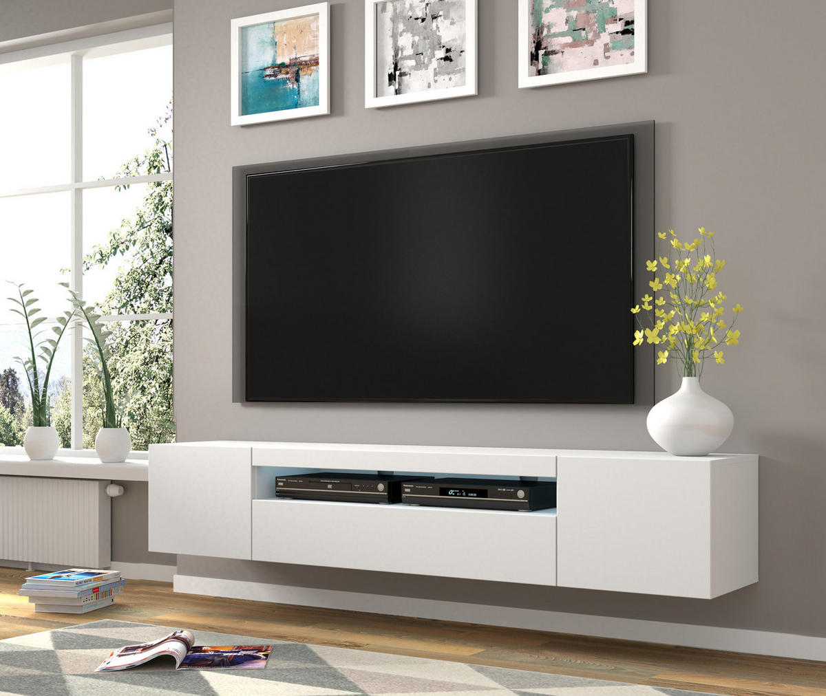 TV LOWBOARD Weiß 200/42/37 - Weiß, Holzwerkstoff (200/42/37cm) - RAUMHIRSCH FURNITURE