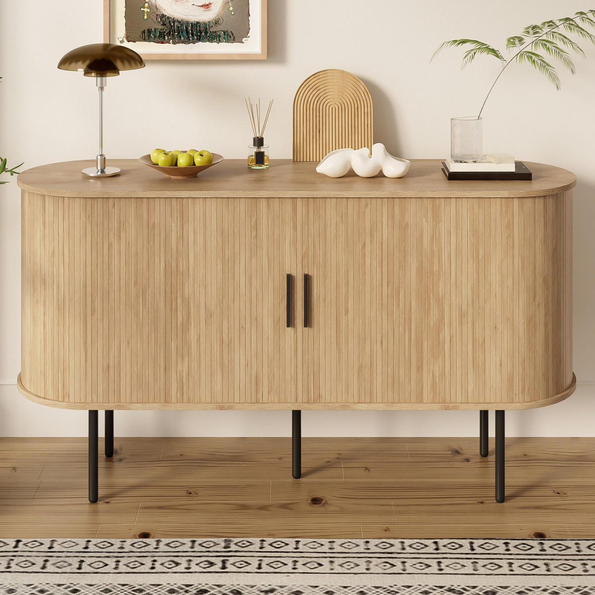 KOMMODE 140/40/78 cm aus MDF mit Rolljalousie-Türen Natur - Naturfarben, Holzwerkstoff (140/78/40cm) - Modenvie