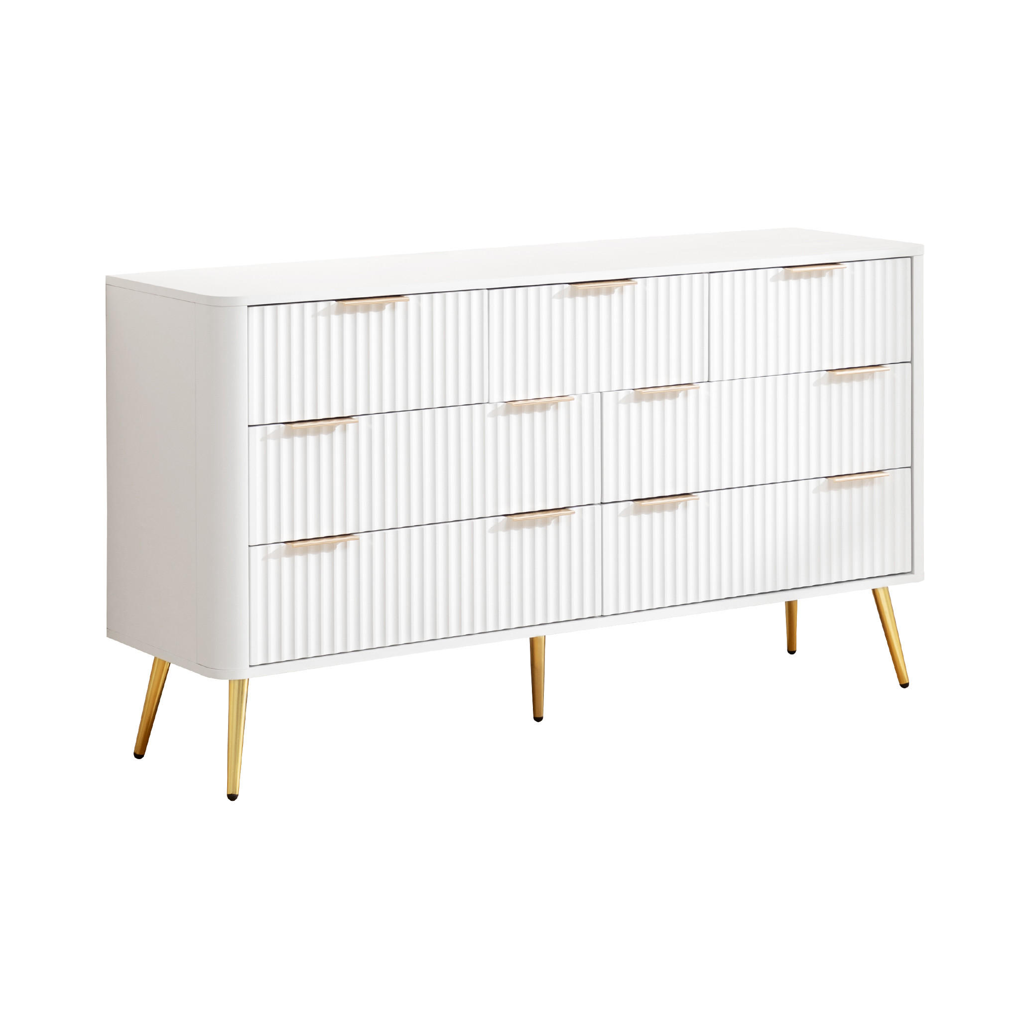 KOMMODE DE-38182 7 Schubladen mit Soft-Close und Metallgriffen Weiß - Weiß, Holzwerkstoff (145/80/40cm) - ComfortXL