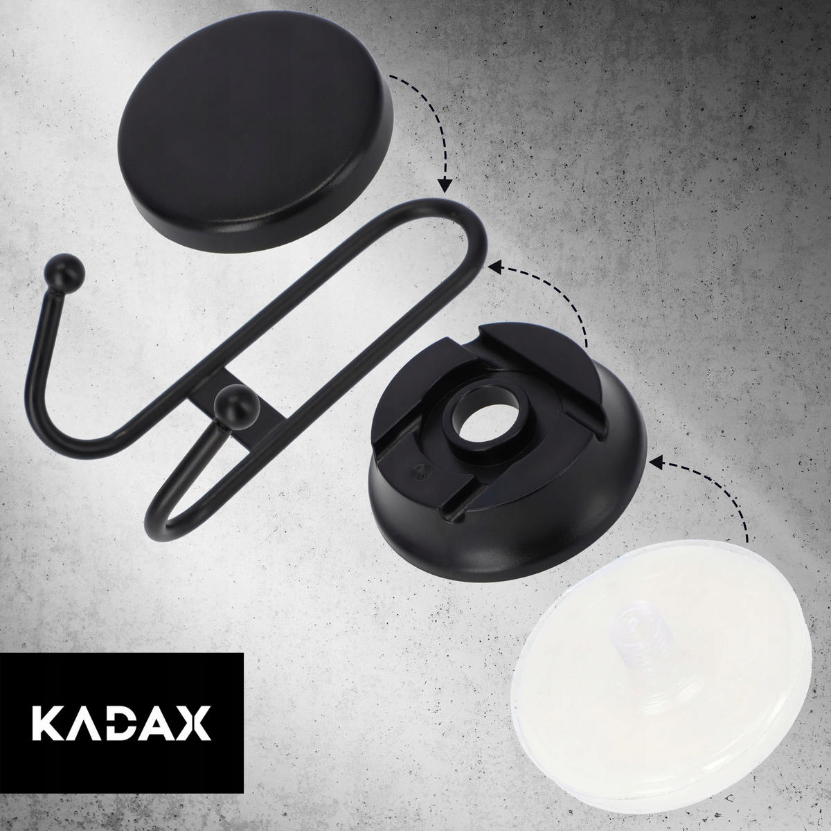 BADAUFHÄNGER mit Saugnapf 11 x 6,4 cm, schwarz - Schwarz, Metall (6/11cm) - KADAX