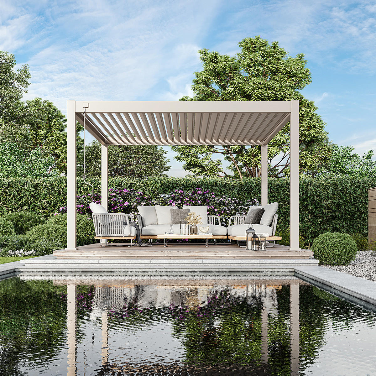 PERGOLA Deluxe Plus 4 x 4 M Voll-Alu Pergola Ivory Sand - Anthrazit, Metall (400/255/400cm) - WEIDE