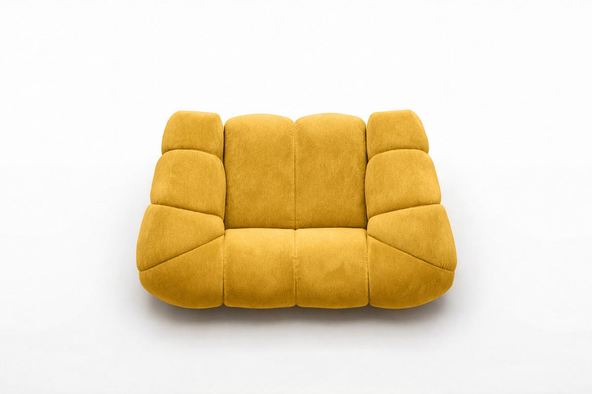 SESSEL modular, Veloursstoff Bluvel, Golden, CROISSANT - Goldfarben, Holz (168/72/115cm) - Kaiser Möbel